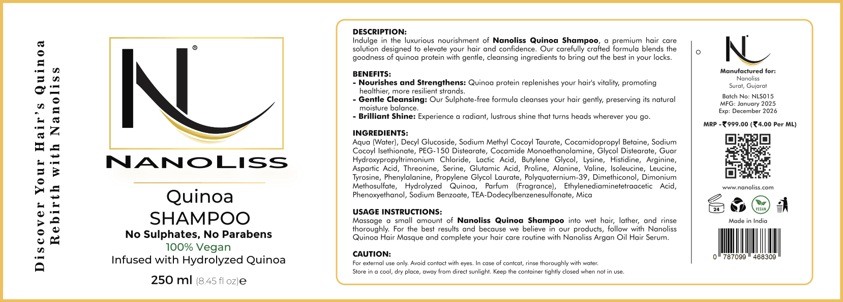 Quinoa Shampoo label
